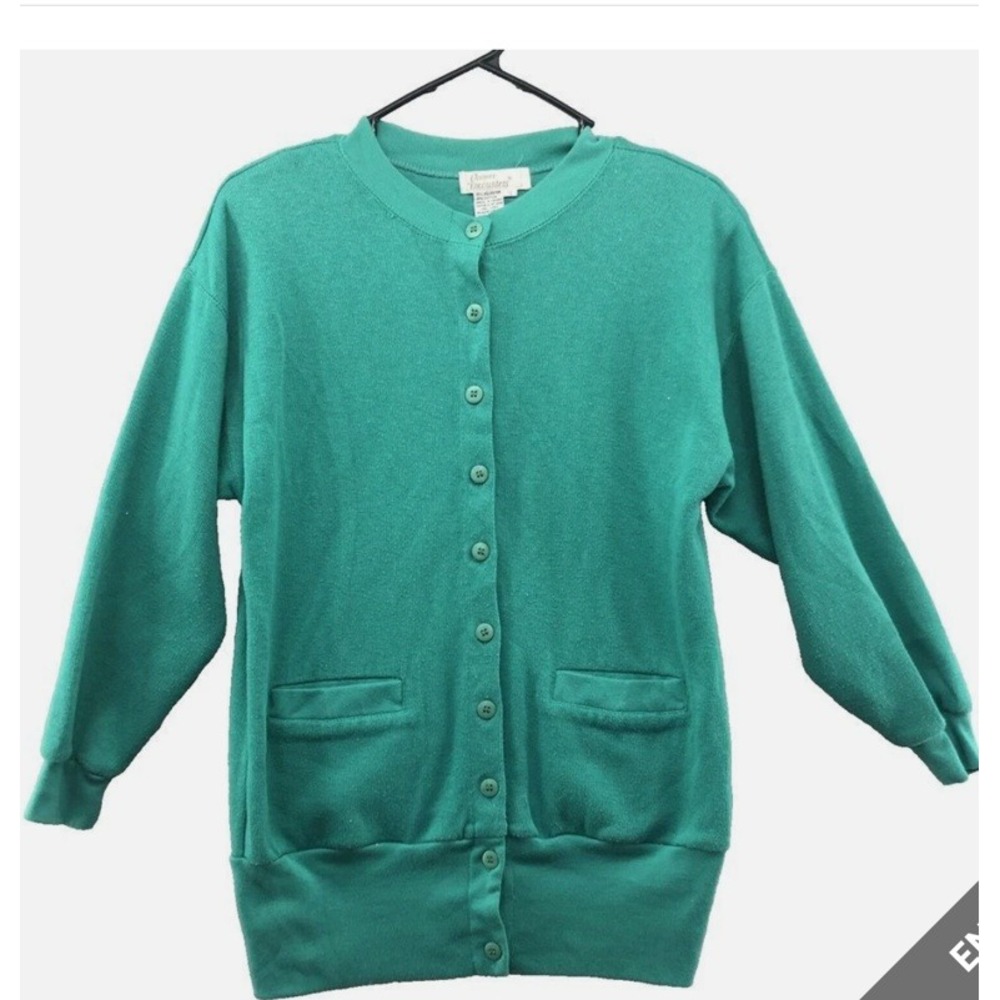 Chance Encounters Teal Green Button Front Cardigan‎ Sweatshirt Style Size S